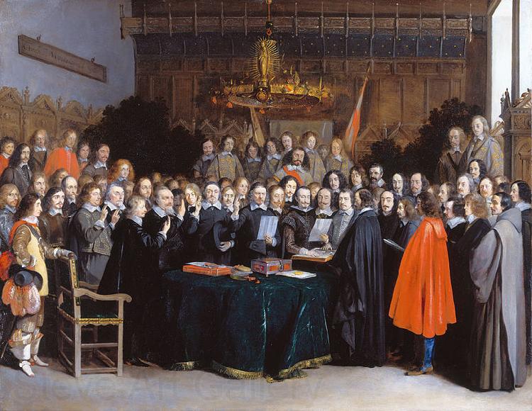 Gerard ter Borch the Younger The Ratification of the Treaty of Munster, 15 May 1648 Norge oil painting art